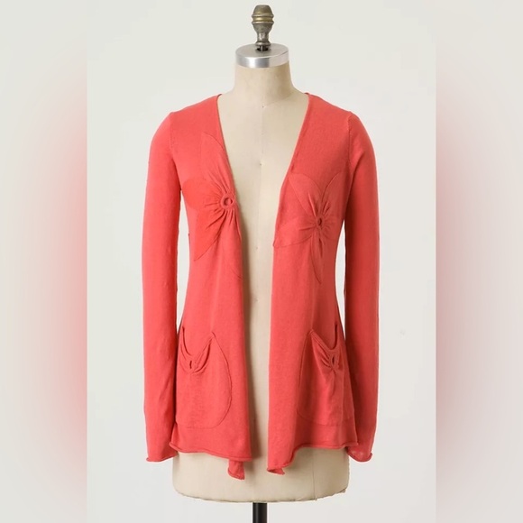 Anthropologie Sparrow Obscured Oleander Cardigan linen blend small - Picture 2 of 6